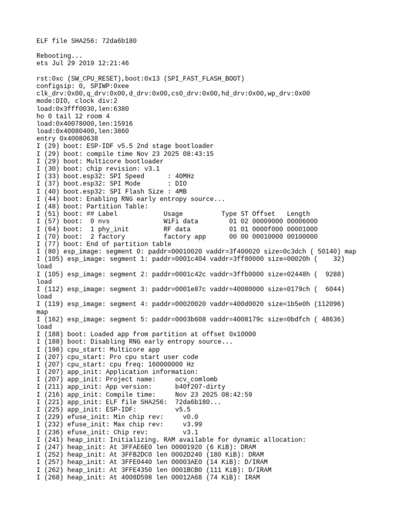 ESP32 Boot Log and INA219 Data | PDF | Booting | Operating System ...