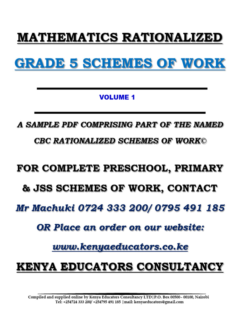 Grade 5 Mathematics Scheme of Work | PDF | Pedagogy | Learning