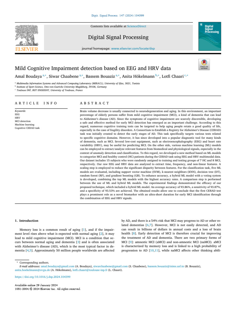 MCI Detection Using EEG and HRV Data | PDF | Machine Learning ...