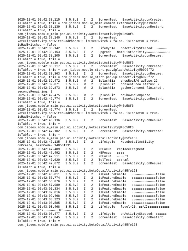 Tablet UI Lifecycle Log Analysis | PDF
