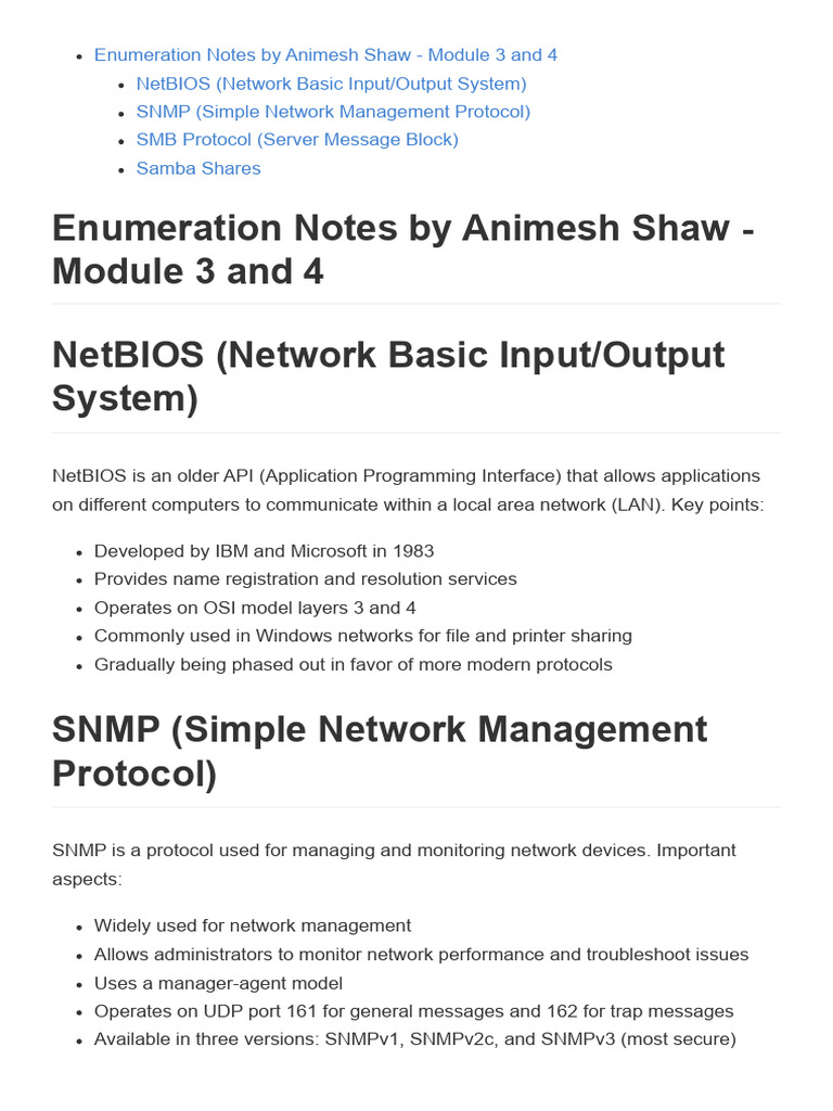 Network Enumeration Protocols Overview | PDF