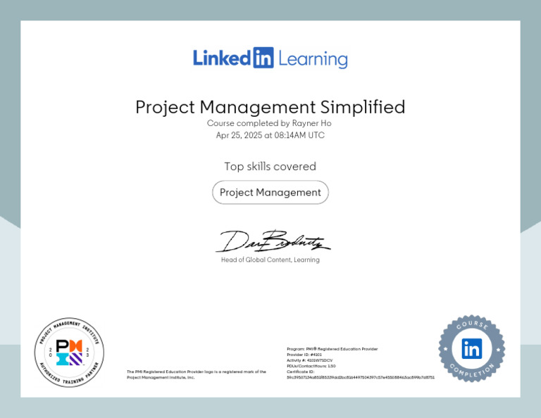 Project Management Course Completion | PDF