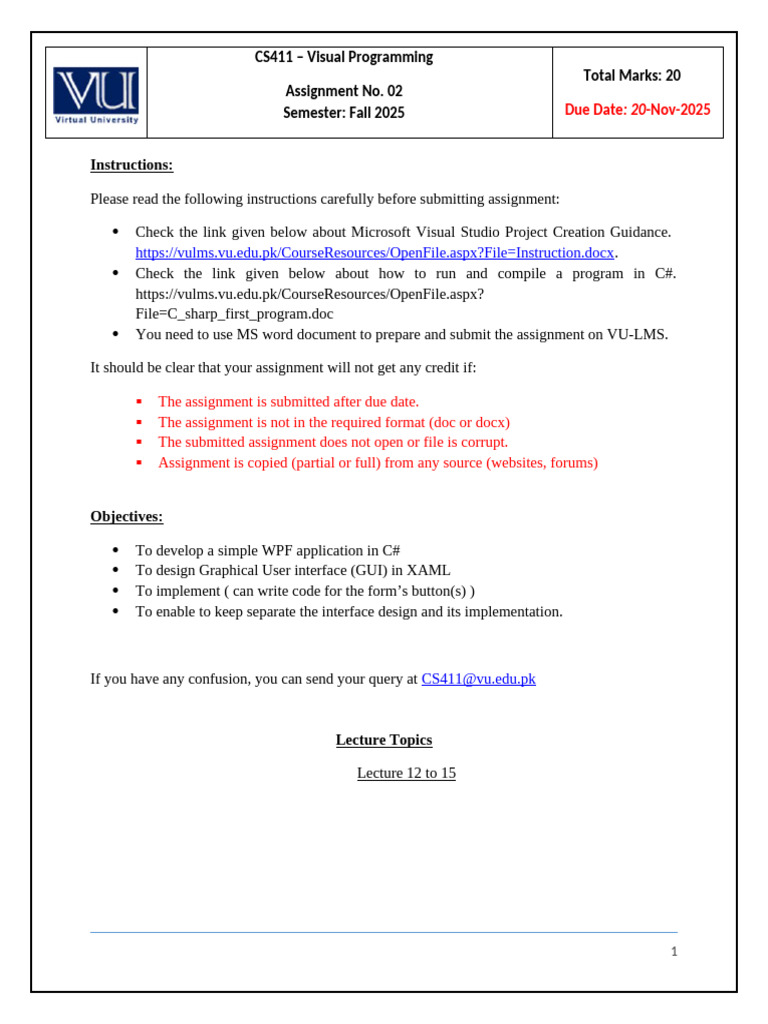 WPF Application Assignment Guide | PDF | Extensible Application Markup ...