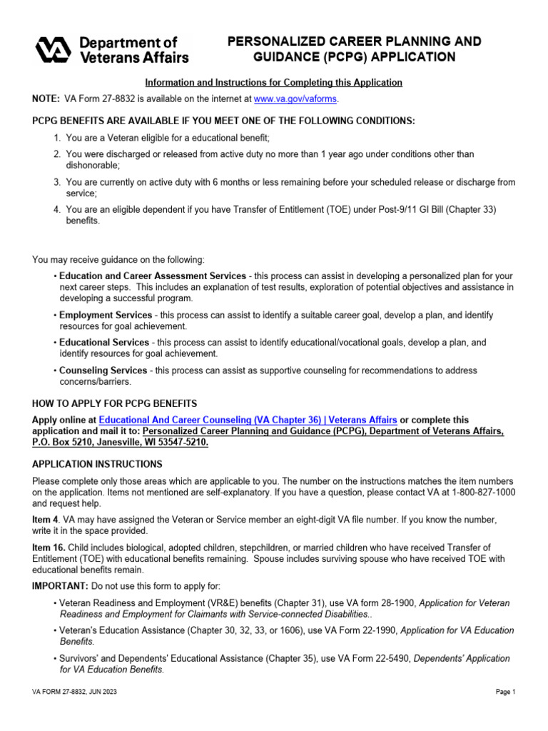 VA Form 27-8832: PCPG Application Guide | PDF | Zip Code | Social ...