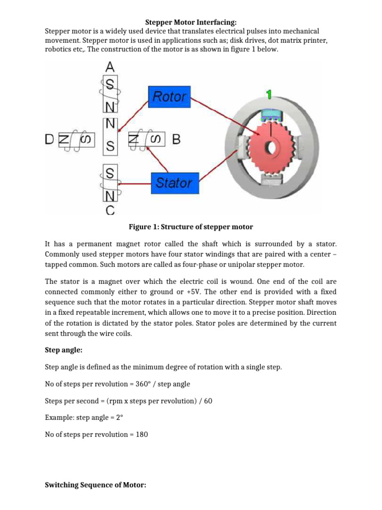 Stepper Motor Interfacing Guide | PDF | Electric Motor | Magnetism