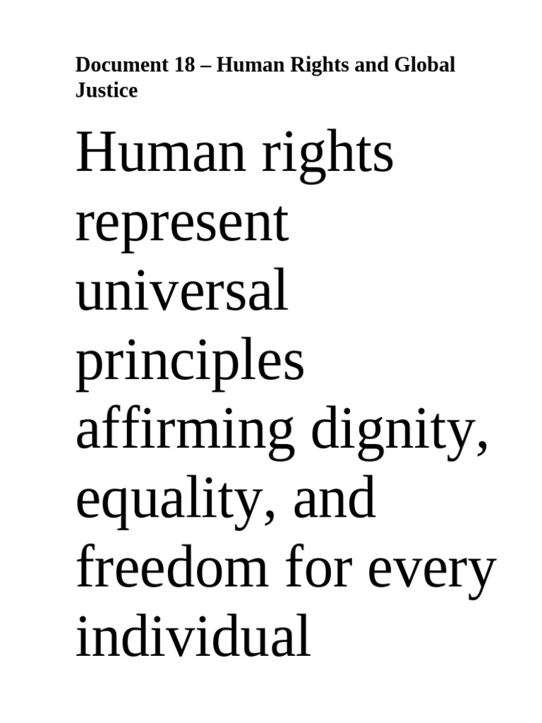 Human Rights Represent Universal Principles Affirming Dignity, Equality ...
