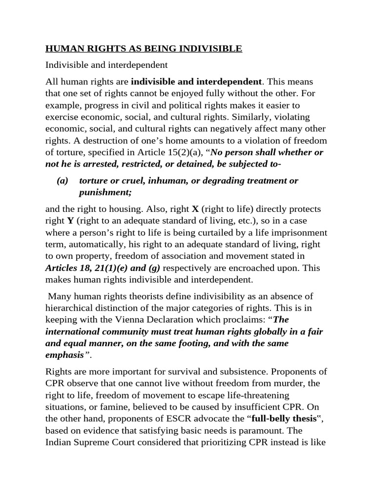 Indivisibility of Human Rights Explained | PDF | Human Rights | Rights