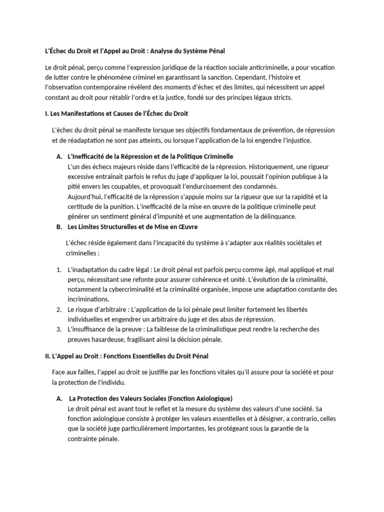 Échec et Appel au Droit Pénal | PDF | Loi criminelle | Loi