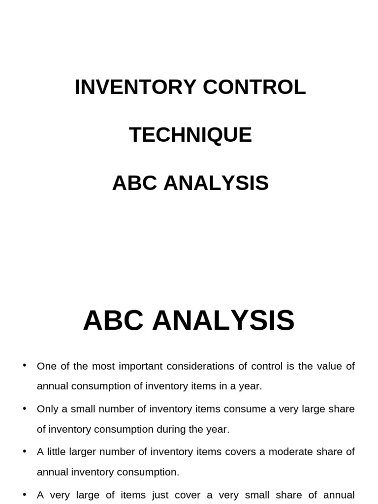 ABC Analysis | PDF | Inventory | Economics