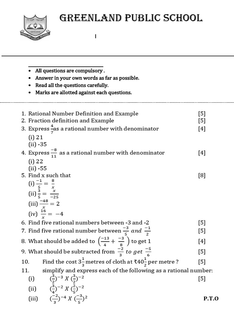 Class VII Math Exam Term II 2025-26 | PDF