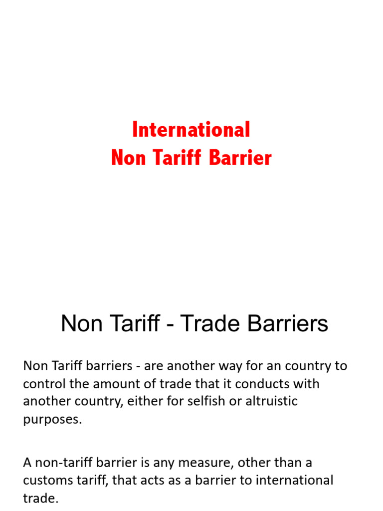 Understanding Non-Tariff Trade Barriers | PDF | Dumping (Pricing Policy ...