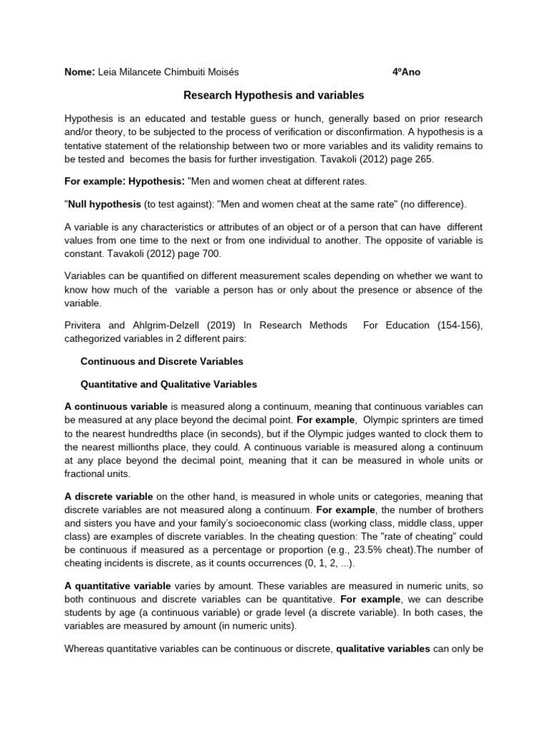 Understanding Hypotheses and Variables | PDF | Hypothesis ...