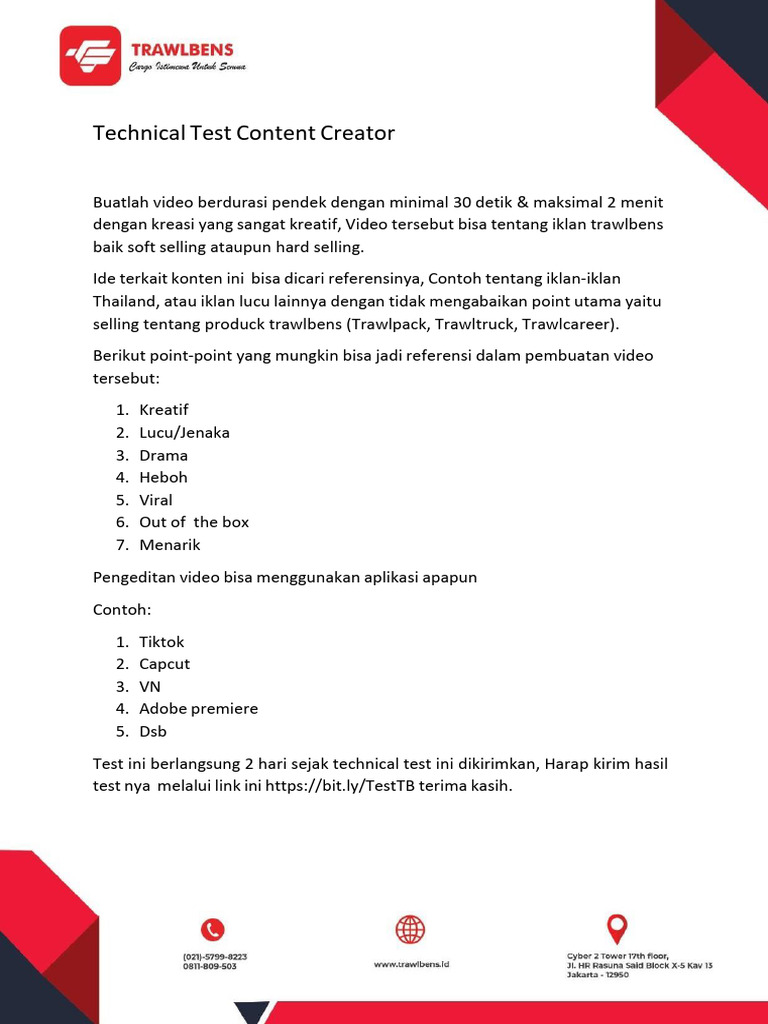 Technical Test Content Creator | PDF