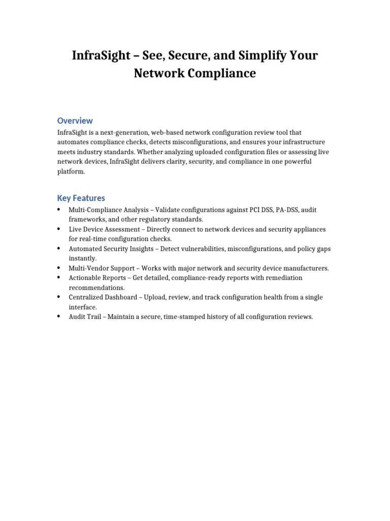 InfraSight: Automated Network Compliance Tool | PDF