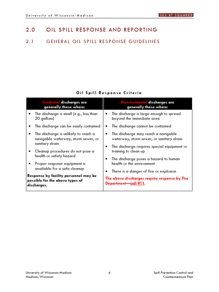 Oil Spill Response Guidelines UW-Madison | PDF | Storm Drain | Hazards