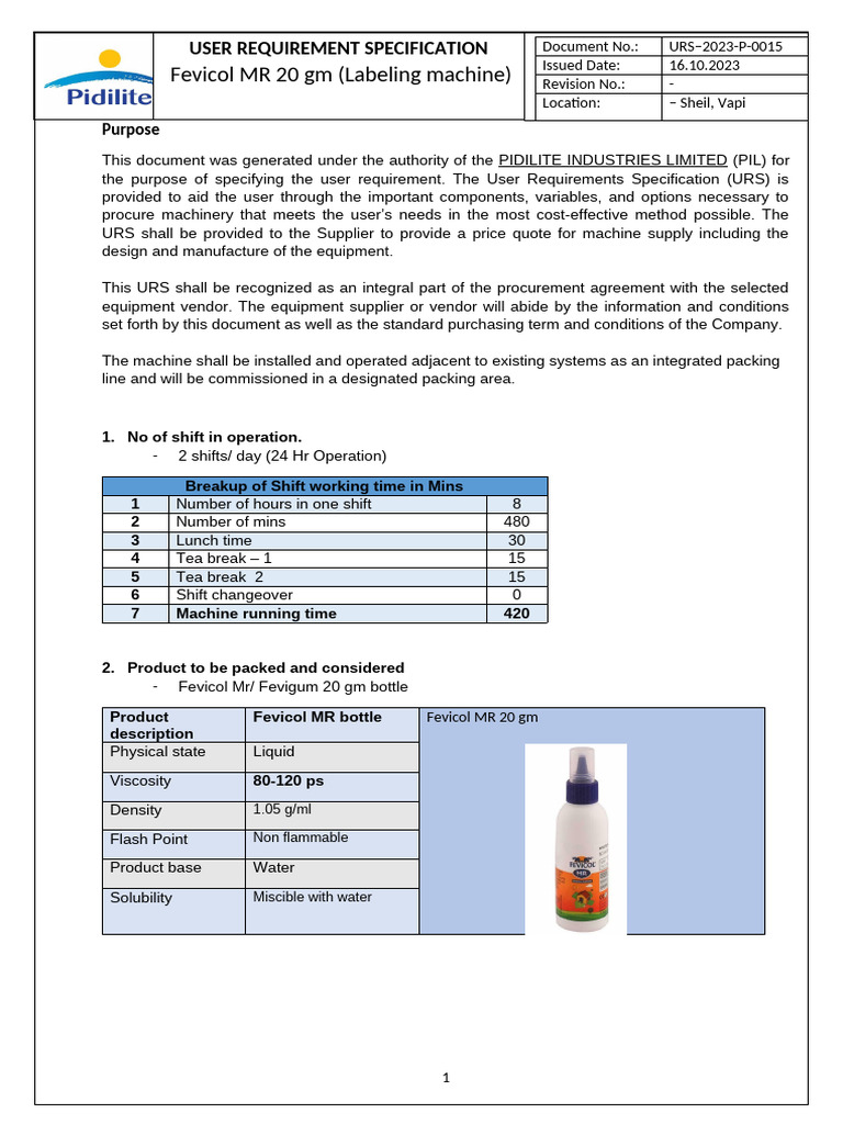 URS - Fevicol MR 20 gm bottle labeling | PDF | Programmable Logic ...