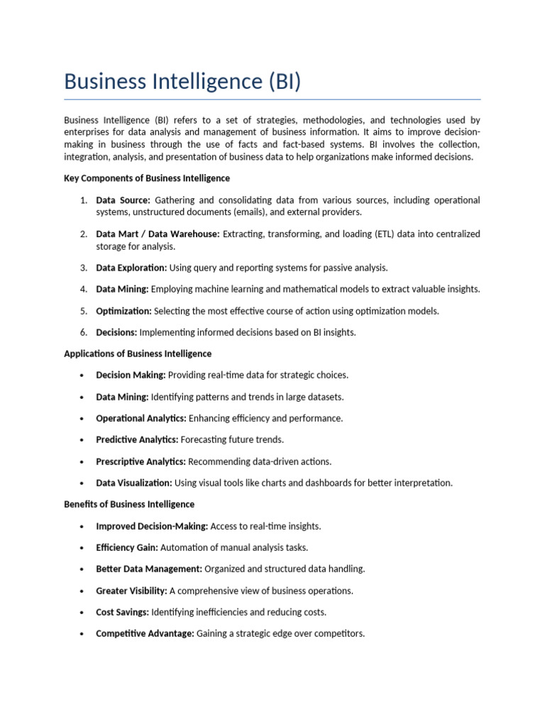 Business Intelligence: Strategies & Benefits | PDF | Business ...