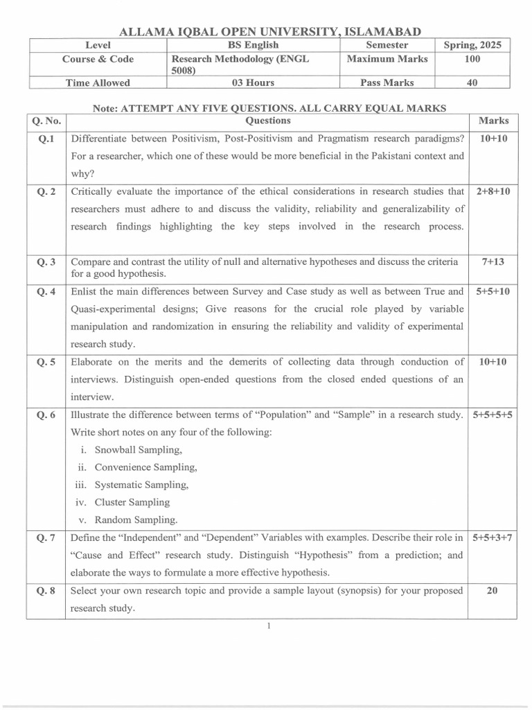 Question Paper | PDF