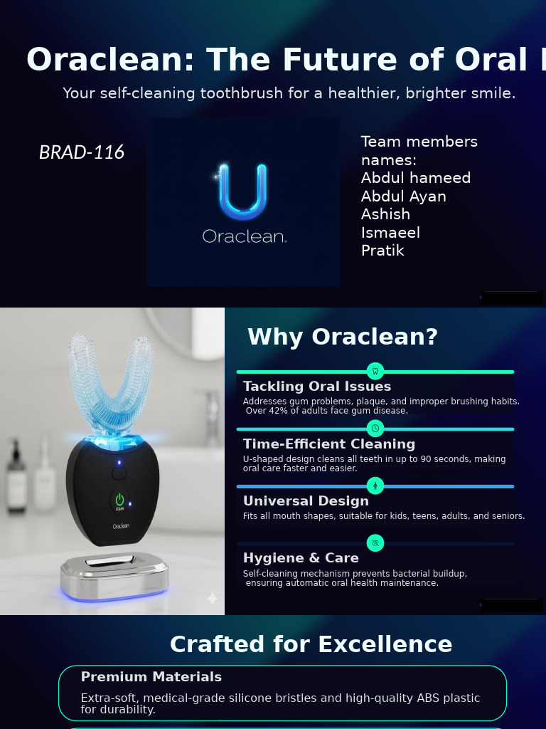 Oraclean: Smart Self-Cleaning Toothbrush | PDF | Oral Hygiene | Dentistry