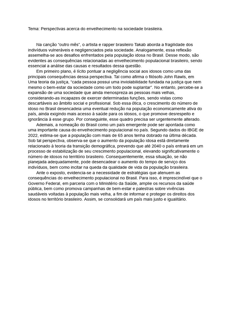 Desafios do Envelhecimento no Brasil | PDF | Envelhecimento ...