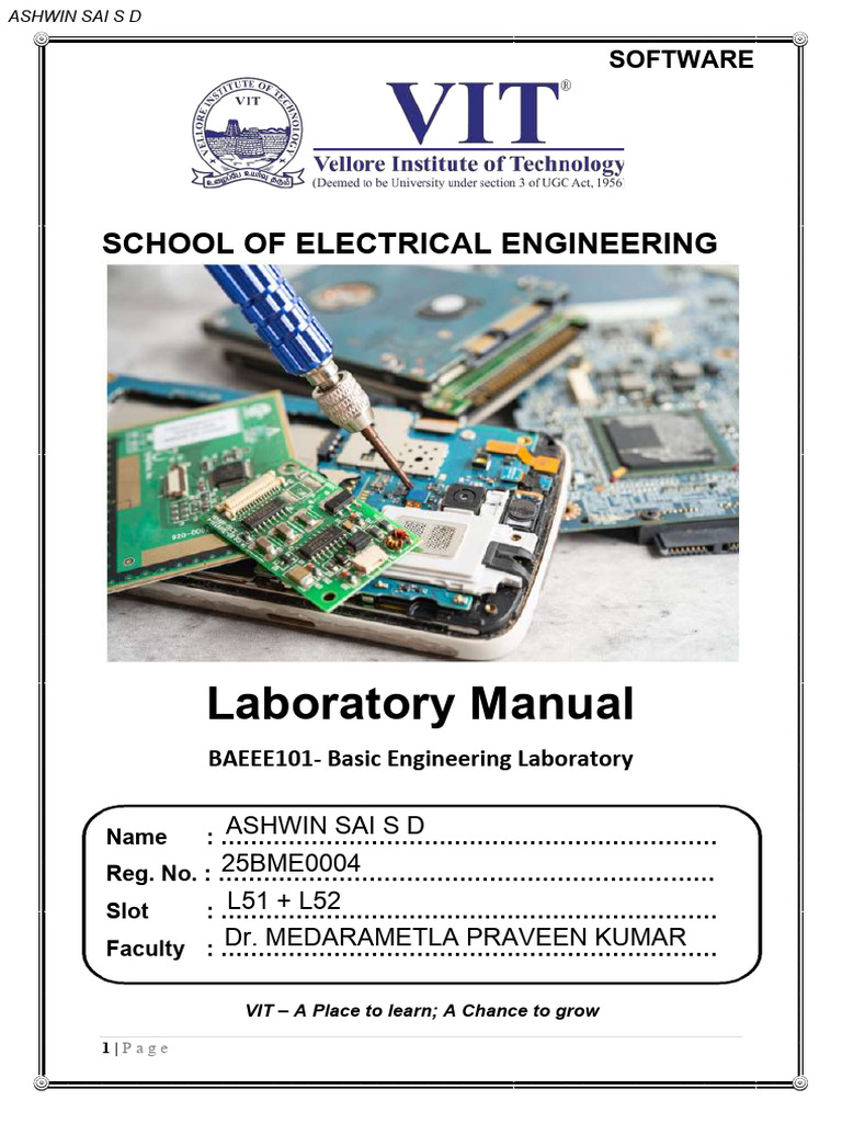 Electric Circuit Simulation Lab Manual | PDF | Electrical Impedance ...