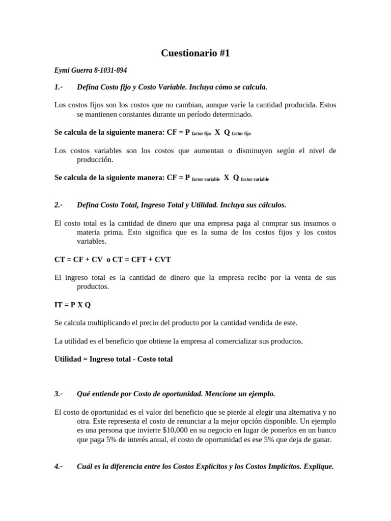 Definición y Análisis de Costos Empresariales | PDF | Costo | Costo ...