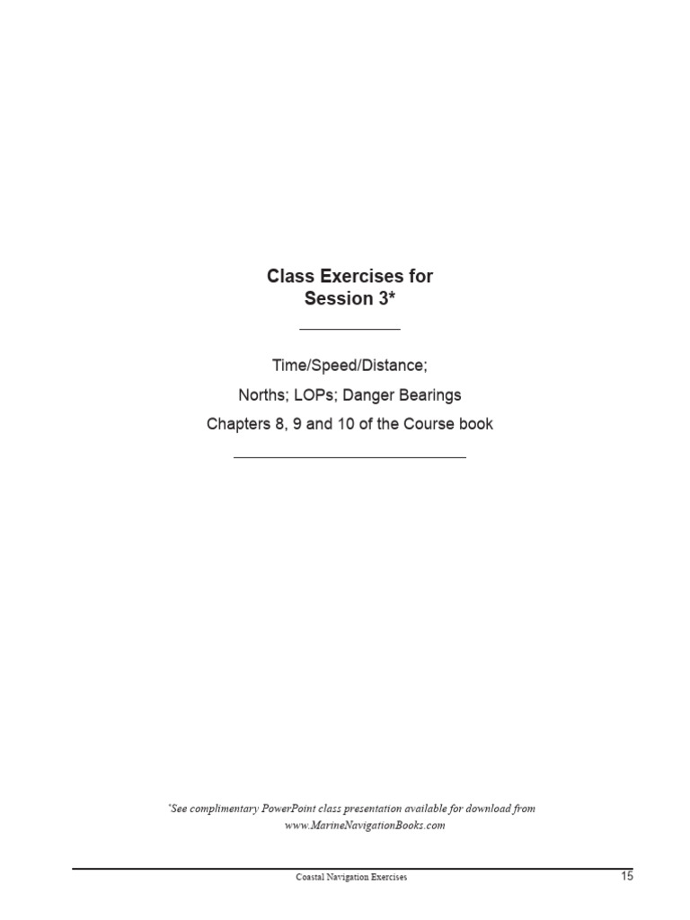Coastal Navigation Class Exercises | PDF | Compass | Navigation