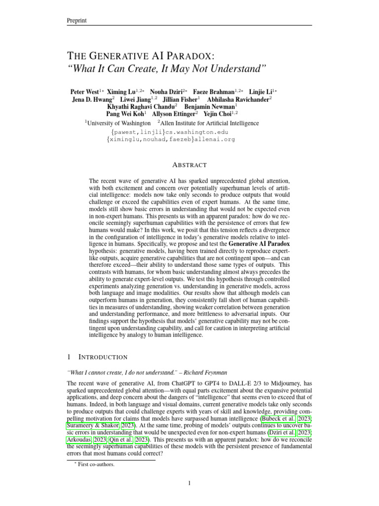 Understanding the Generative AI Paradox | PDF | Artificial Intelligence ...