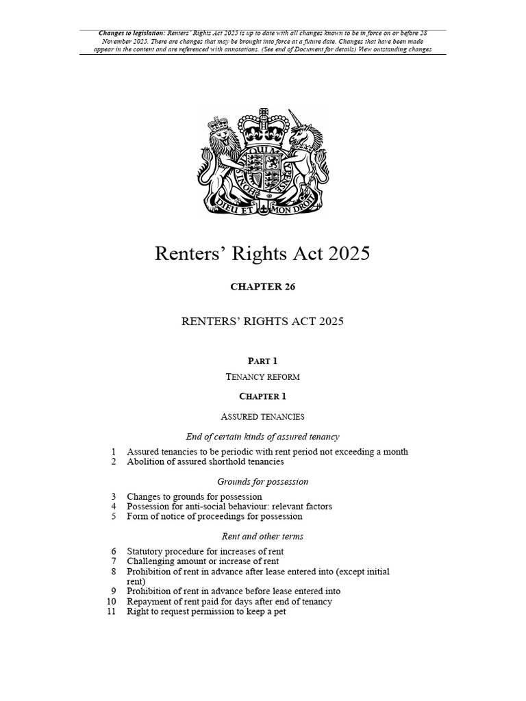 Renters’ Rights Act 2025 Overview | PDF | Lease | Landlord