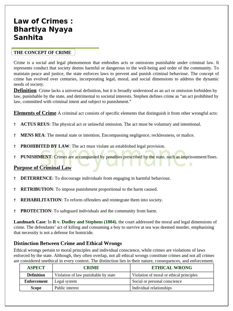 Understanding Crime: Definitions & Elements | PDF | Mens Rea | Crimes