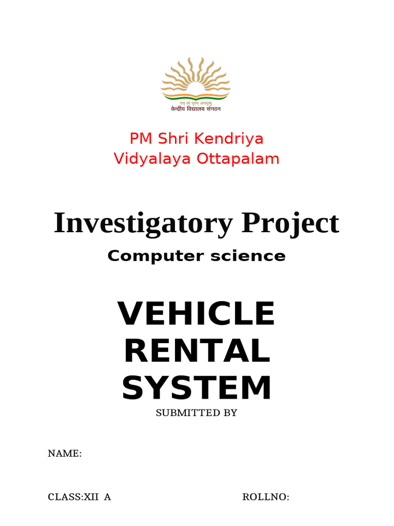 Vehicle Rental Management System Project | PDF | Python (Programming ...