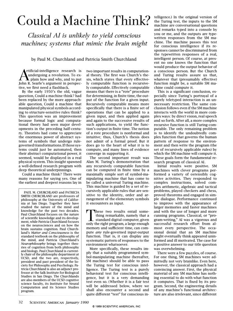 Could A Machine Think | PDF