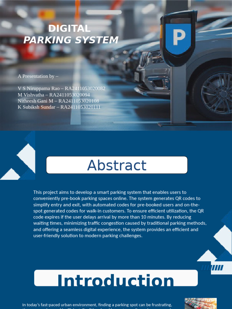 Smart Digital Parking System Overview | PDF | Parking | Qr Code