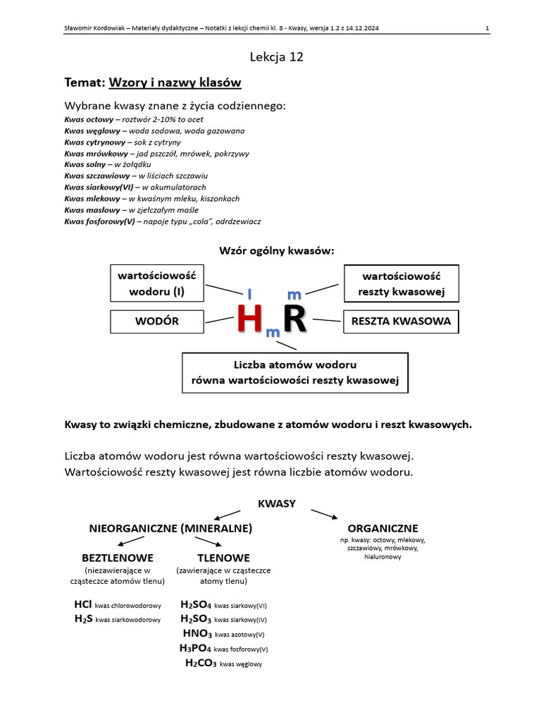 KL 8 CZ 1 Kwasy | PDF