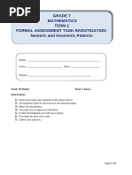 Grade 7 Patterns and Sequences Activities | PDF | Mathematics
