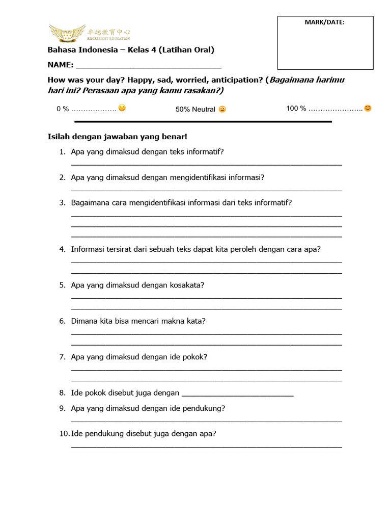 (1 Rangkap) Bahasa Indonesia-tambahan-Alyssa - Kelas 4-27-11 | PDF