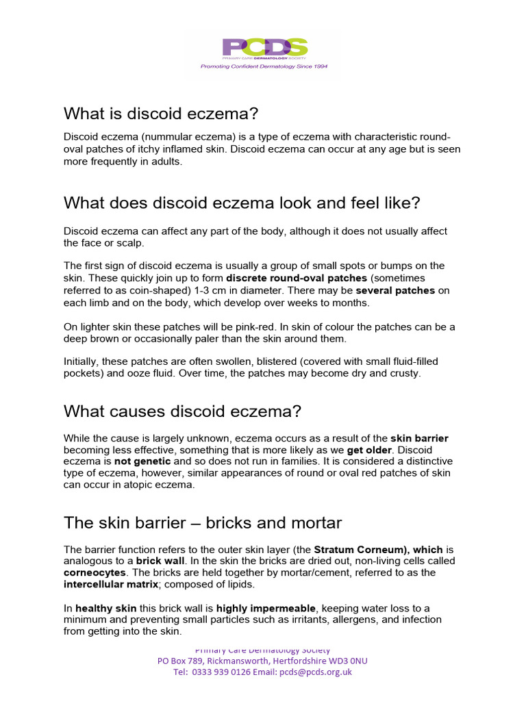 Understanding Discoid Eczema Symptoms | PDF | Dermatitis | Topical ...