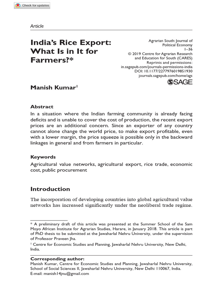 Manish Agrarian South Paper 2019 | PDF | Paddy Field | Agriculture
