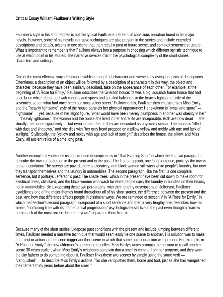 Faulkner's Unique Short Story Style | PDF