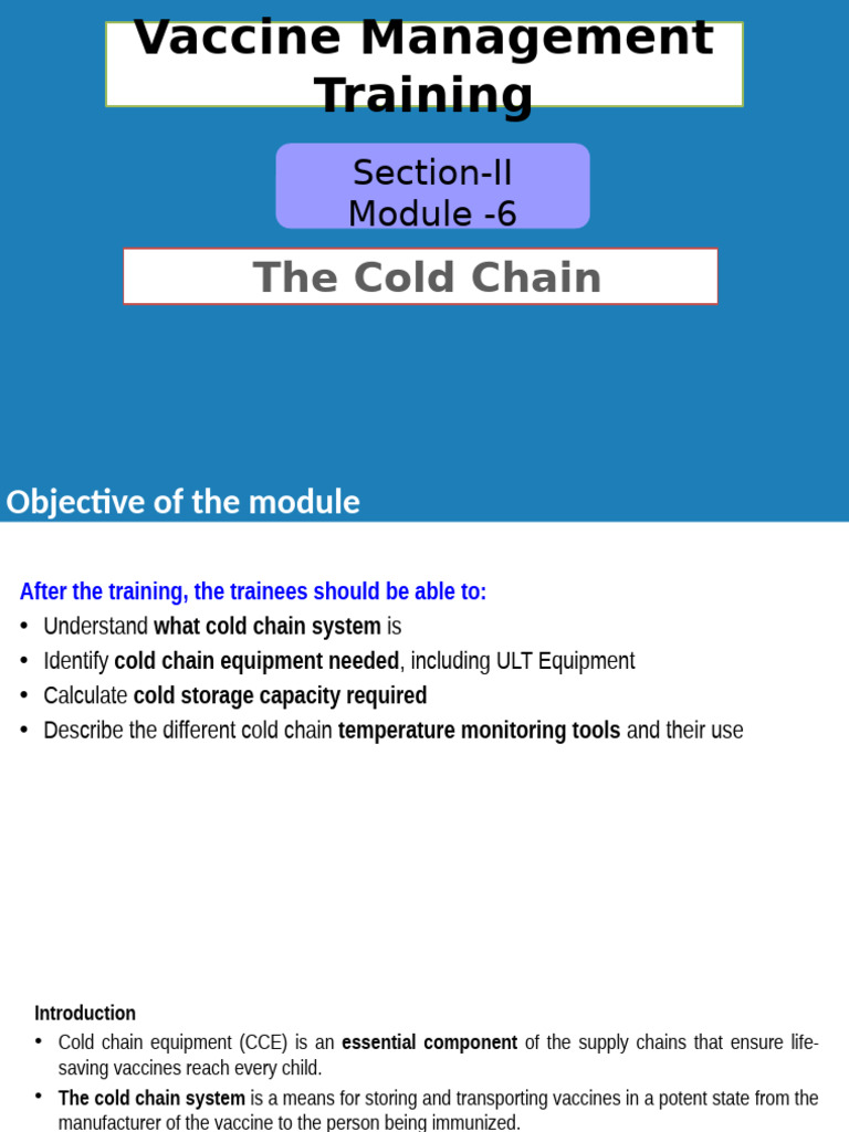 Module 06-Cold Chain March 2022 | PDF | Refrigerator | Refrigeration