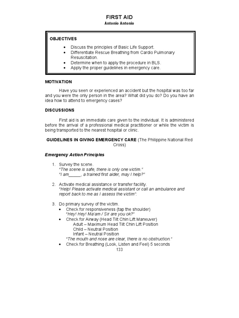First Aid: Emergency Care Guidelines | PDF | Self-Improvement | Wellness