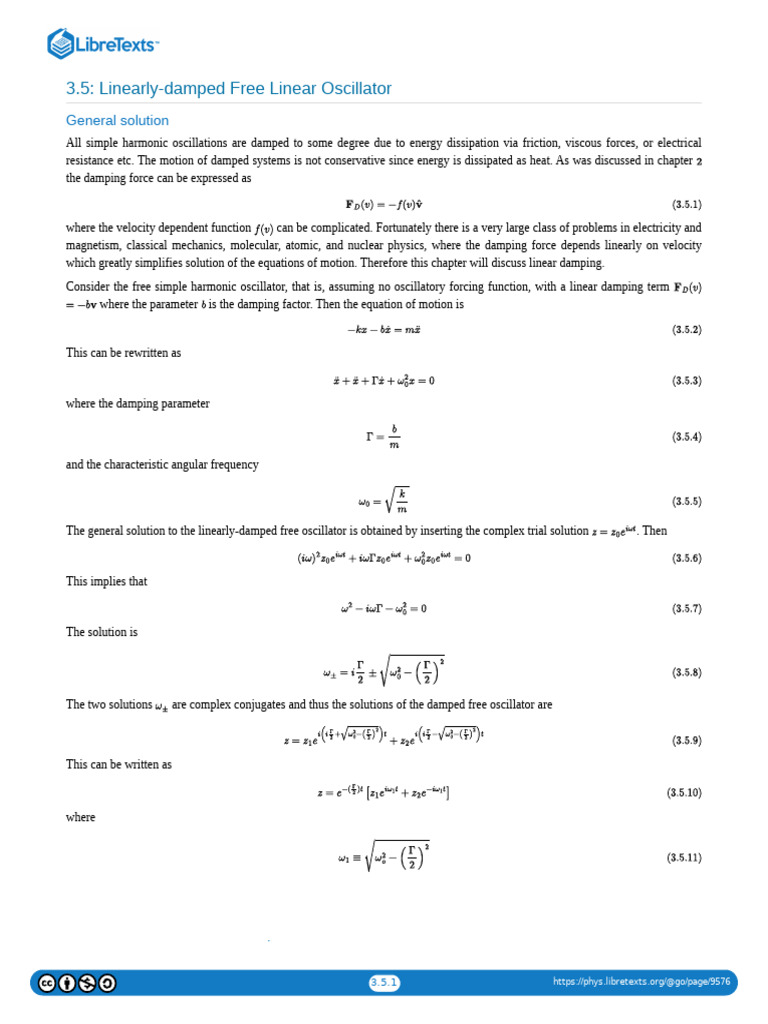 Linearly Damped Free Oscillator Analysis | PDF | Damping | Oscillation