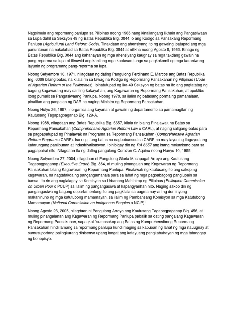 Reporma Sa Lupa | PDF