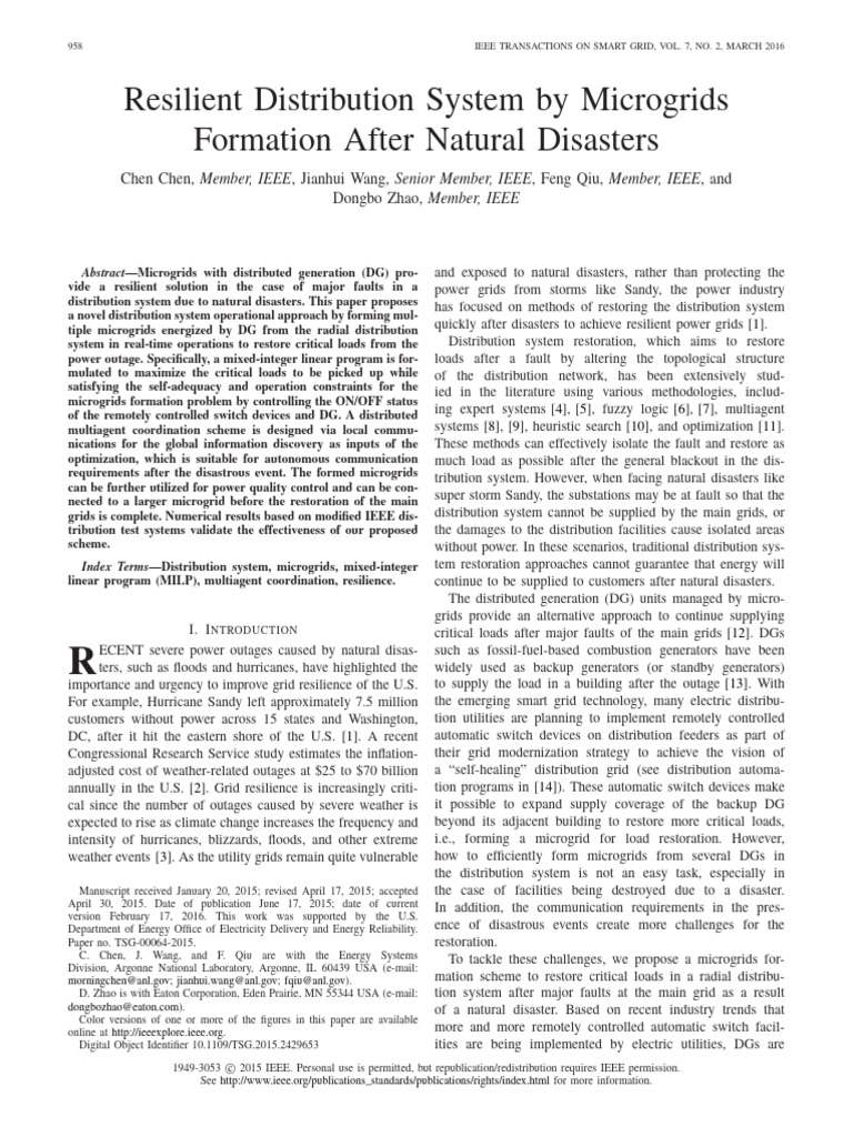 Microgrid Formation for Disaster Resilience | PDF | Distributed ...