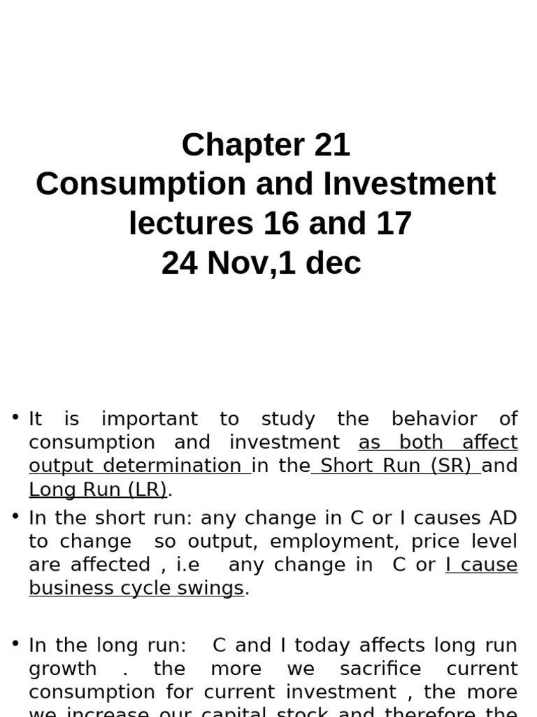 Consumption and Investment Dynamics | PDF | Consumption (Economics ...