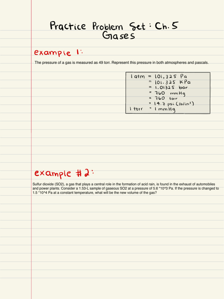 Chapter Five Problem Set | PDF | Gases | Pressure