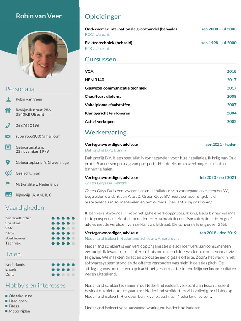 CV Robin Van Veen Kopie | PDF