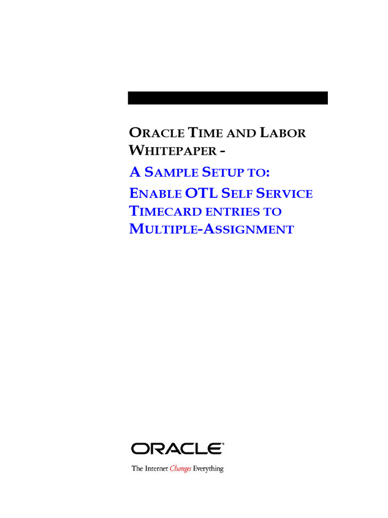 OTL Self-Service Timecard Setup Guide | PDF | Oracle Corporation | Software