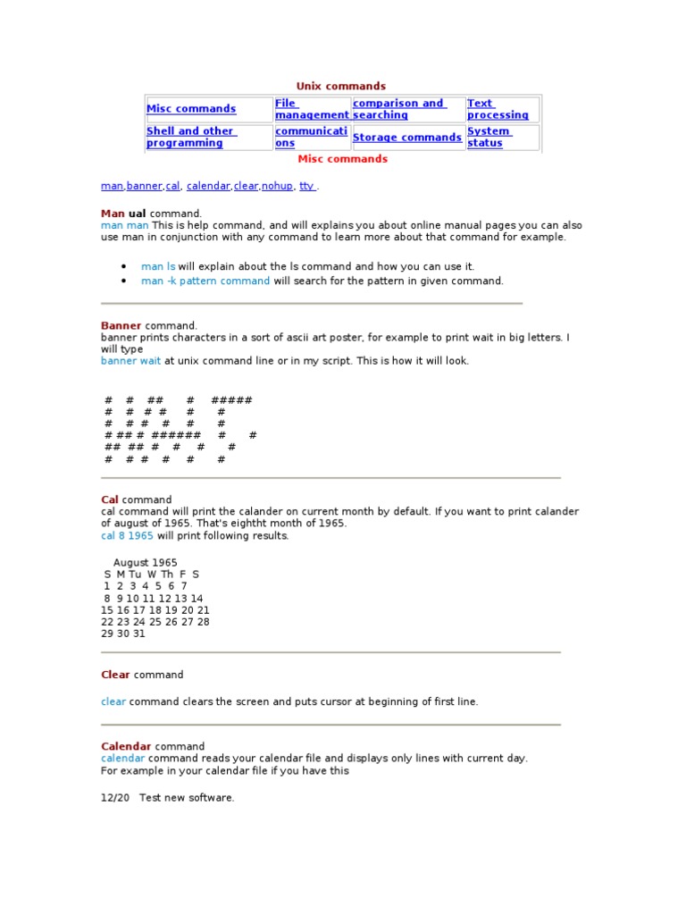 Unix Commands Command Line Interface Computer Network