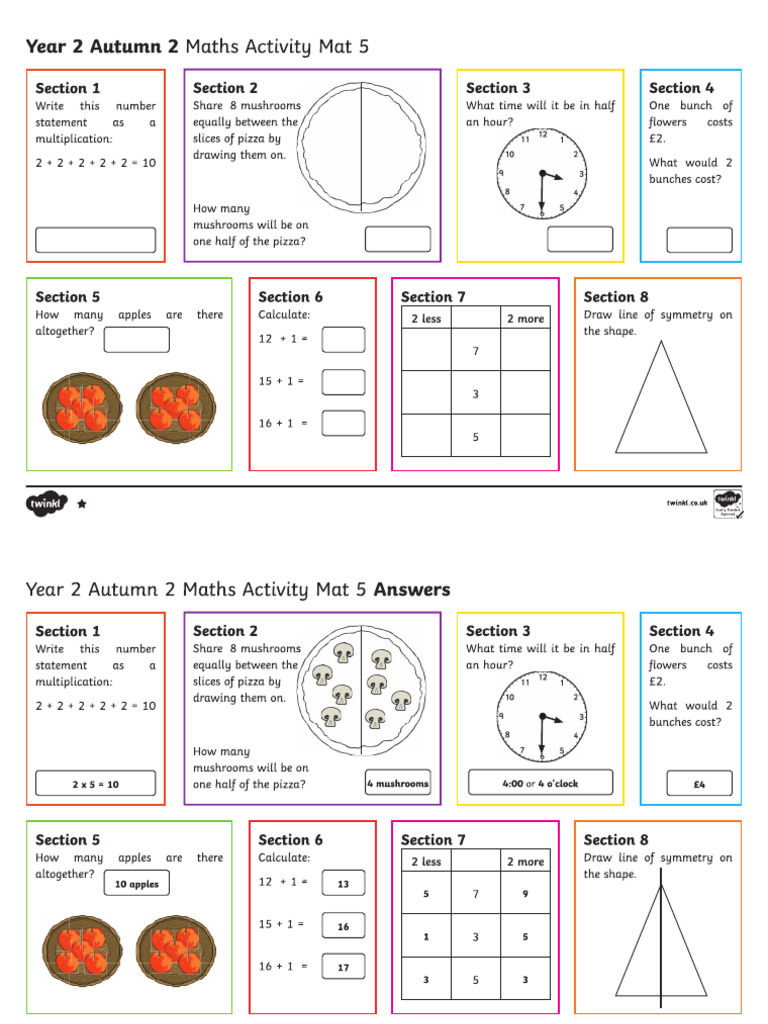 Year 2 Autumn 2 Maths Activity Mat 5 | PDF